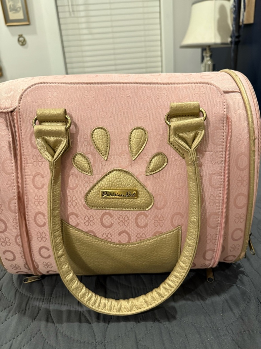 Parisian Pet Pink & Gold Carrier only used 1 time and in excellent condition..